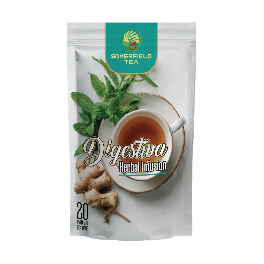 somerfield tea brings you digestiva herbal infusion in 20 pyramid tea bags pack available for private labelling, bulk tea sourcing, tea exports and for cafes and restaurants in colombo