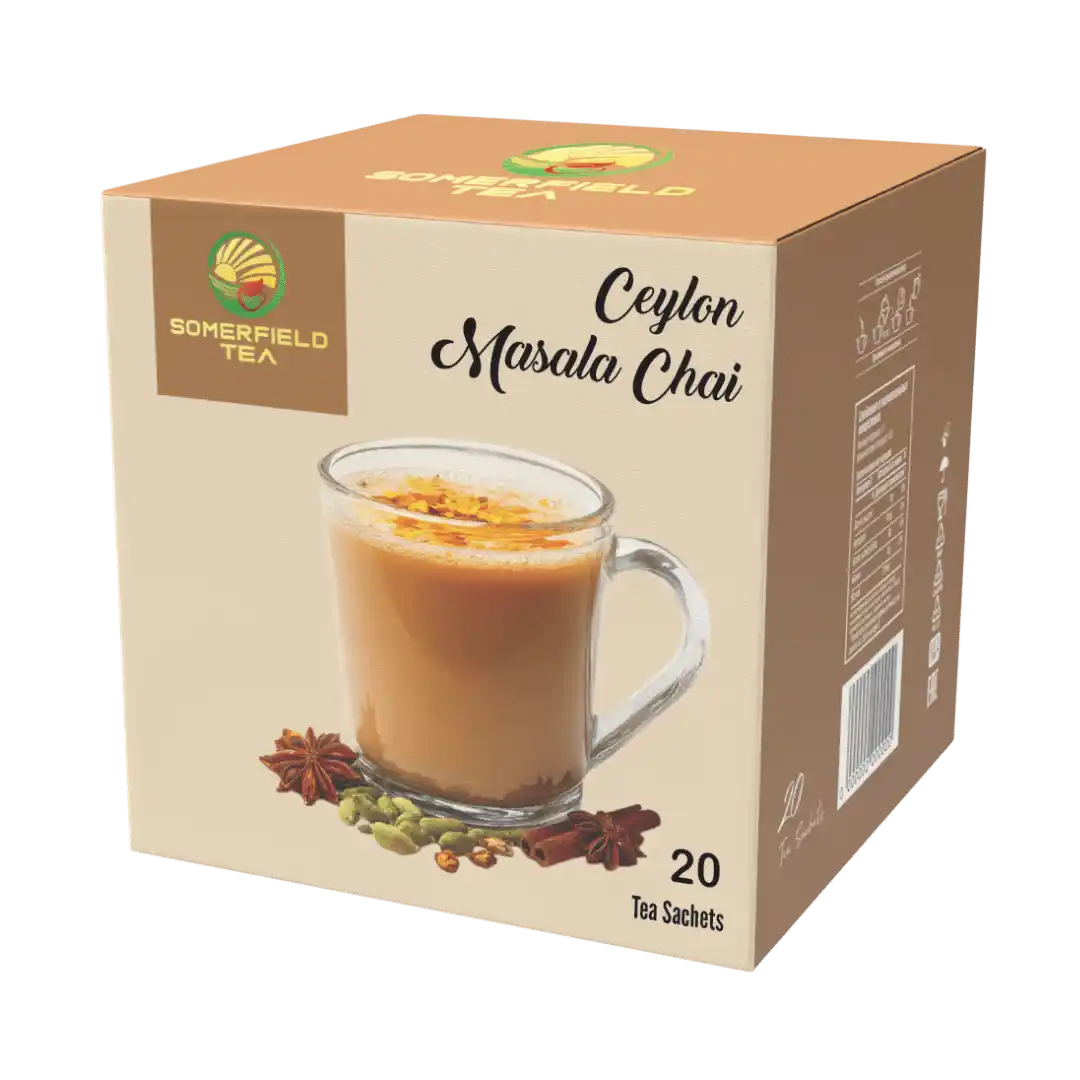 somerfield tea cinnamon black tea ceylon masala chai in 20 tea sachets available for private labelling, bulk tea sourcing, tea exports and for cafes and restaurants in colombo