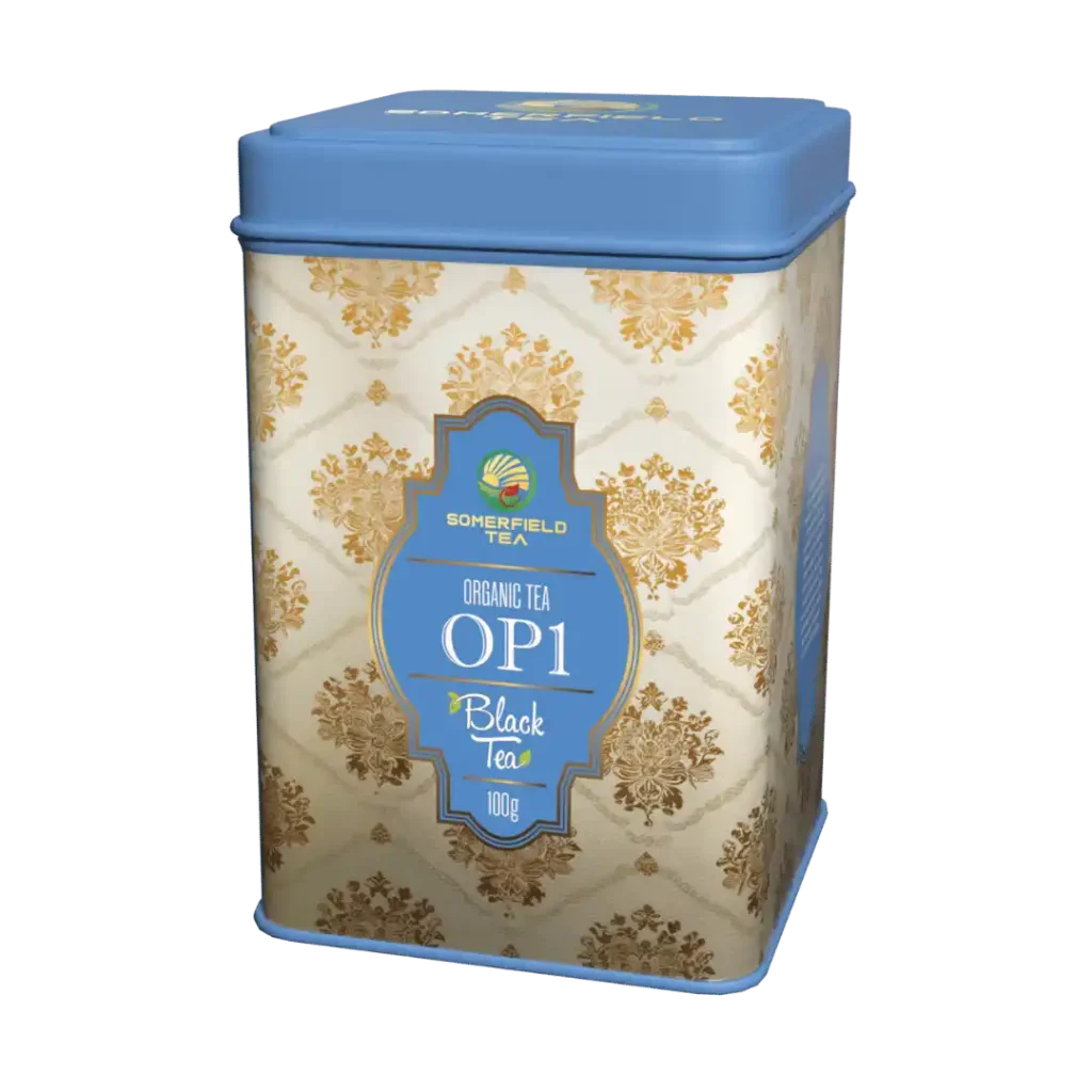 somerfield tea brings you 100g Organic OP1 black tea available for private labelling, bulk tea sourcing, tea exports and for cafes and restaurants in colombo