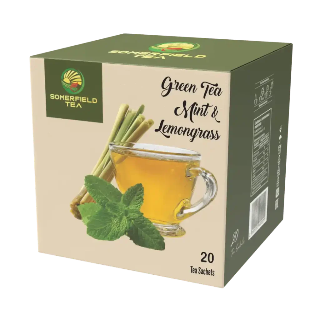 somerfield tea brings you green tea mint and lemongrass in 20 tea sachets available for private labelling, bulk tea sourcing, tea exports and for cafes and restaurants in colombo